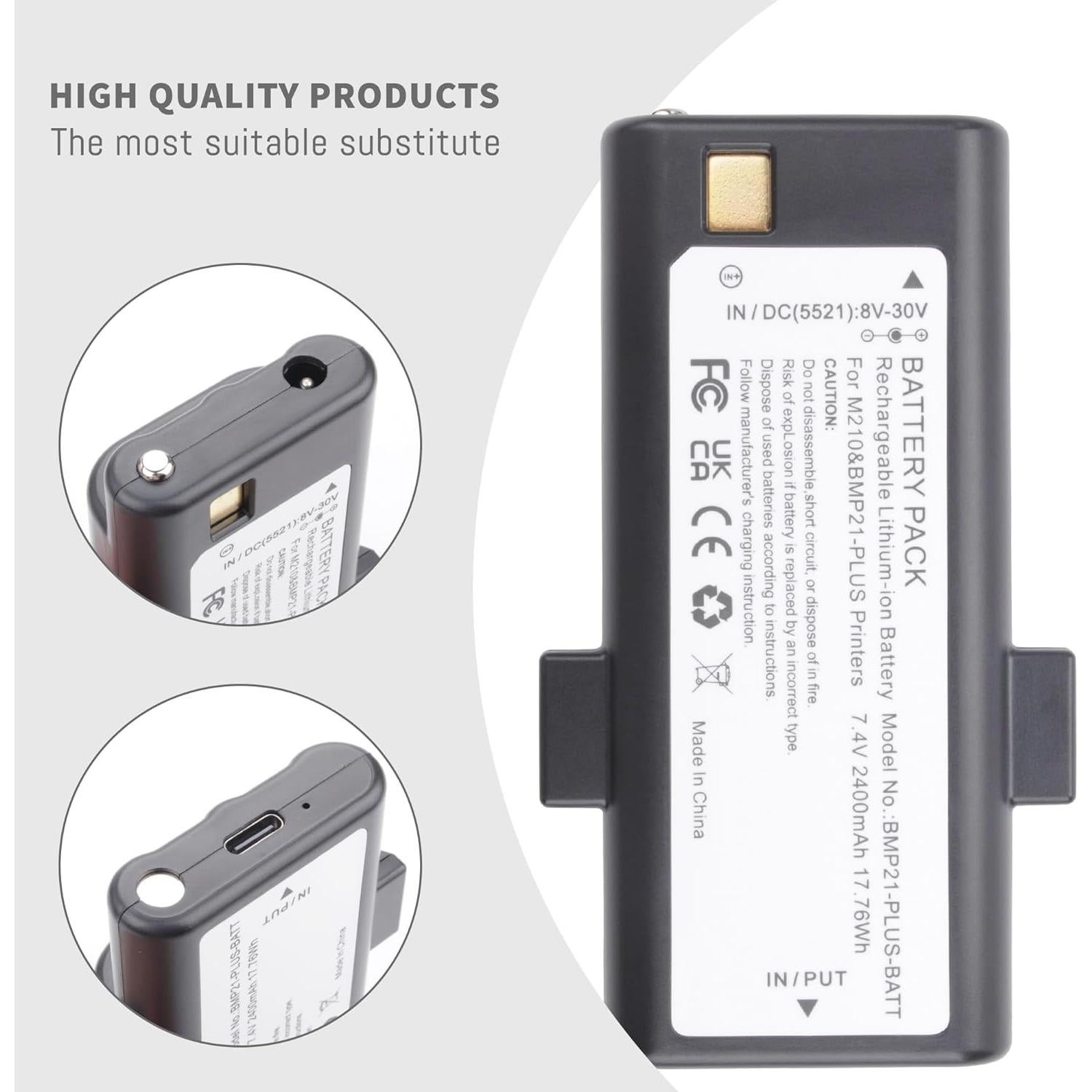 Batería de Reemplazo Li-ion 7.4V 2400mAh para Impresora Brady