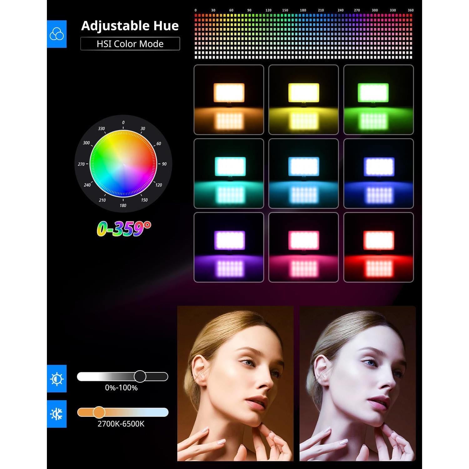 UBeesize Kit de Iluminación RGB con Trípode Ajustable