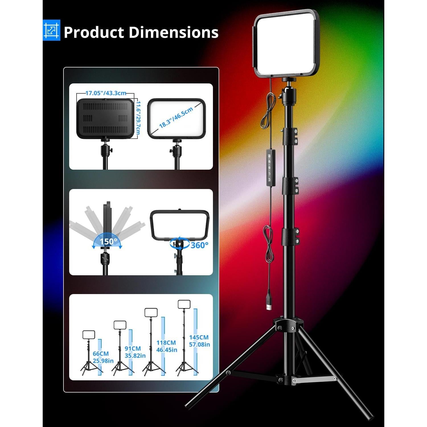 UBeesize Kit de Iluminación RGB con Trípode Ajustable