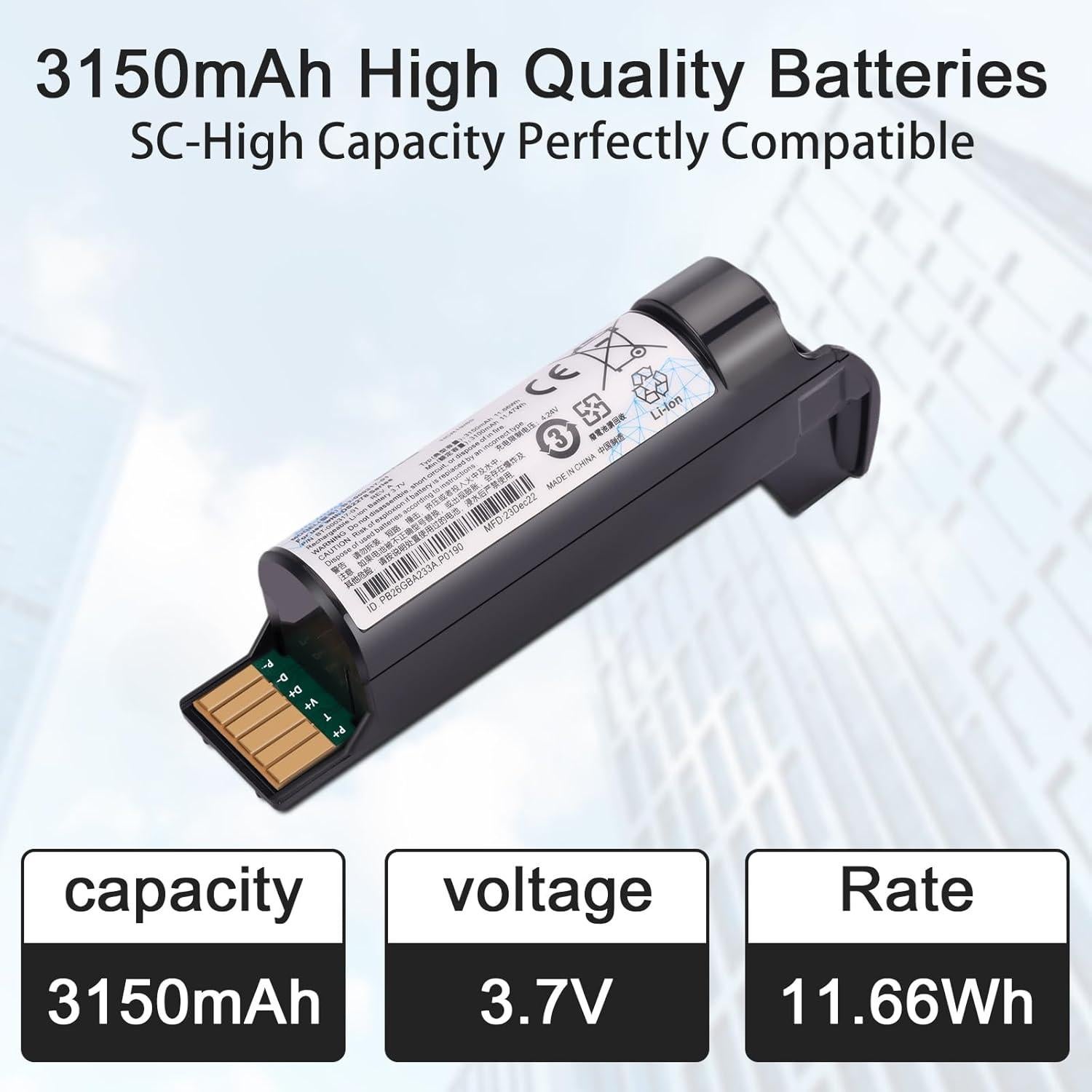 Batería de Litio-Ion 3150mAh para Zebra DS22 DS2278