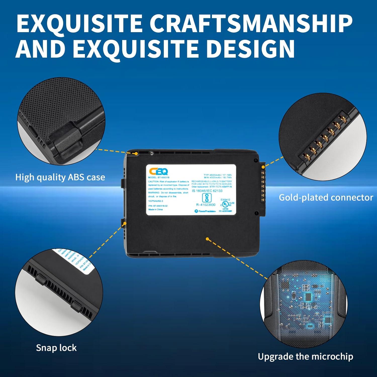 Batería de Reemplazo CBQ BT-000318 para Zebra TC70 TC75 4620mAh