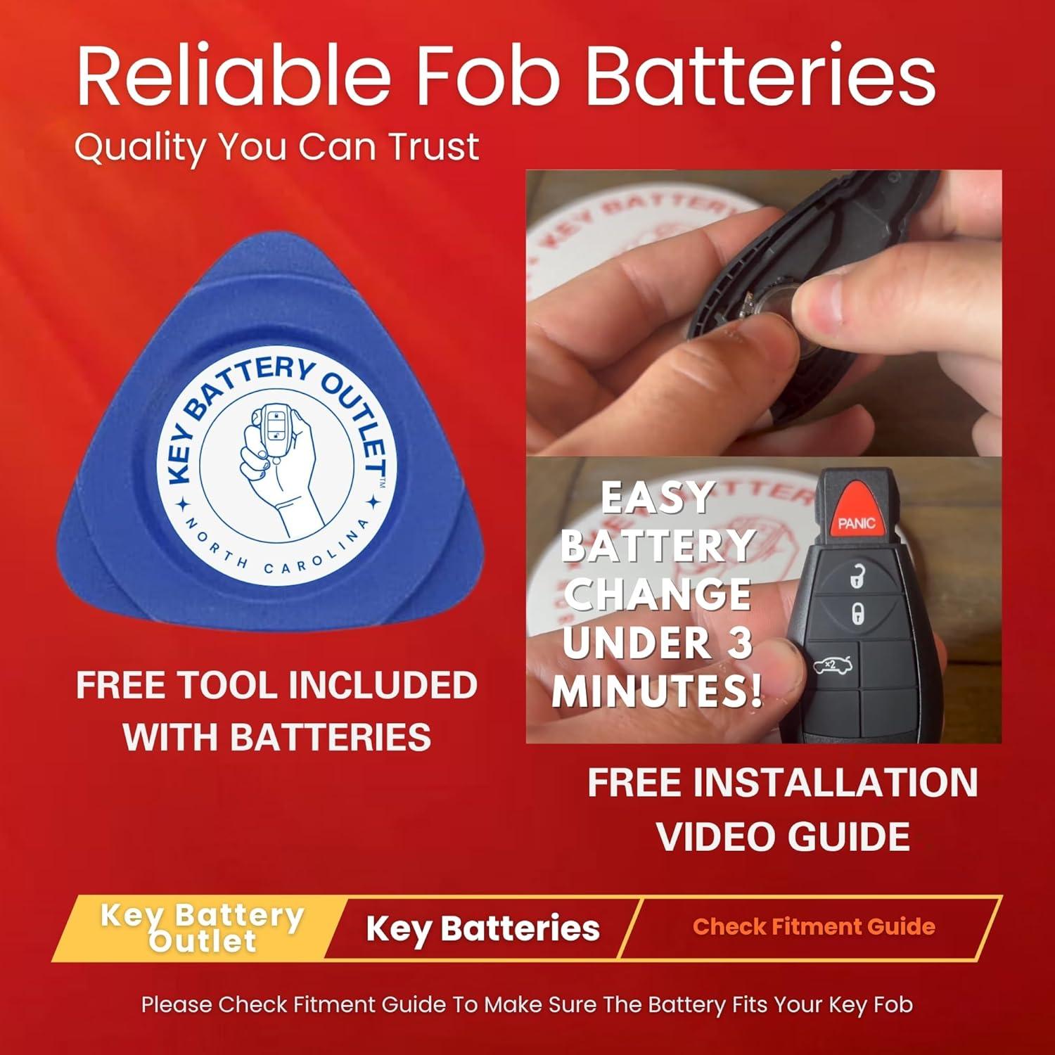 Baterías CR2032 Key Battery Outlet para Jeep y Dodge - Paquete de 2