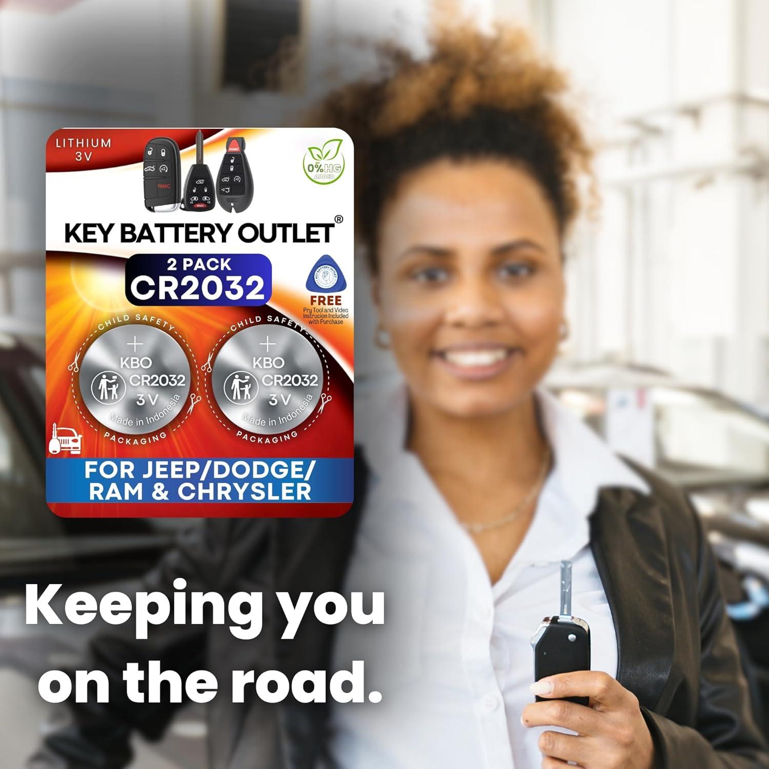 Baterías CR2032 Key Battery Outlet para Jeep y Dodge - Paquete de 2