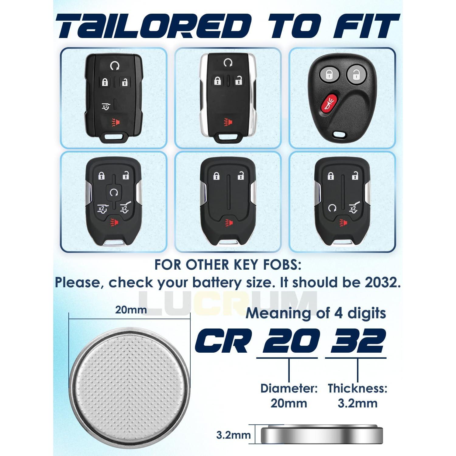 Baterías CR2032 Lucrum para Llave GMC y Chevy 2 Pcs