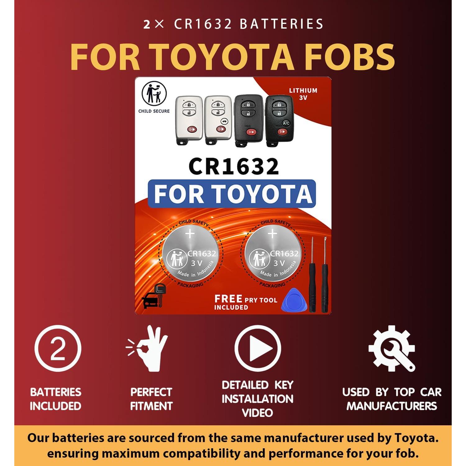 Baterías CR1632 para llaves Toyota - Reemplazo OEM