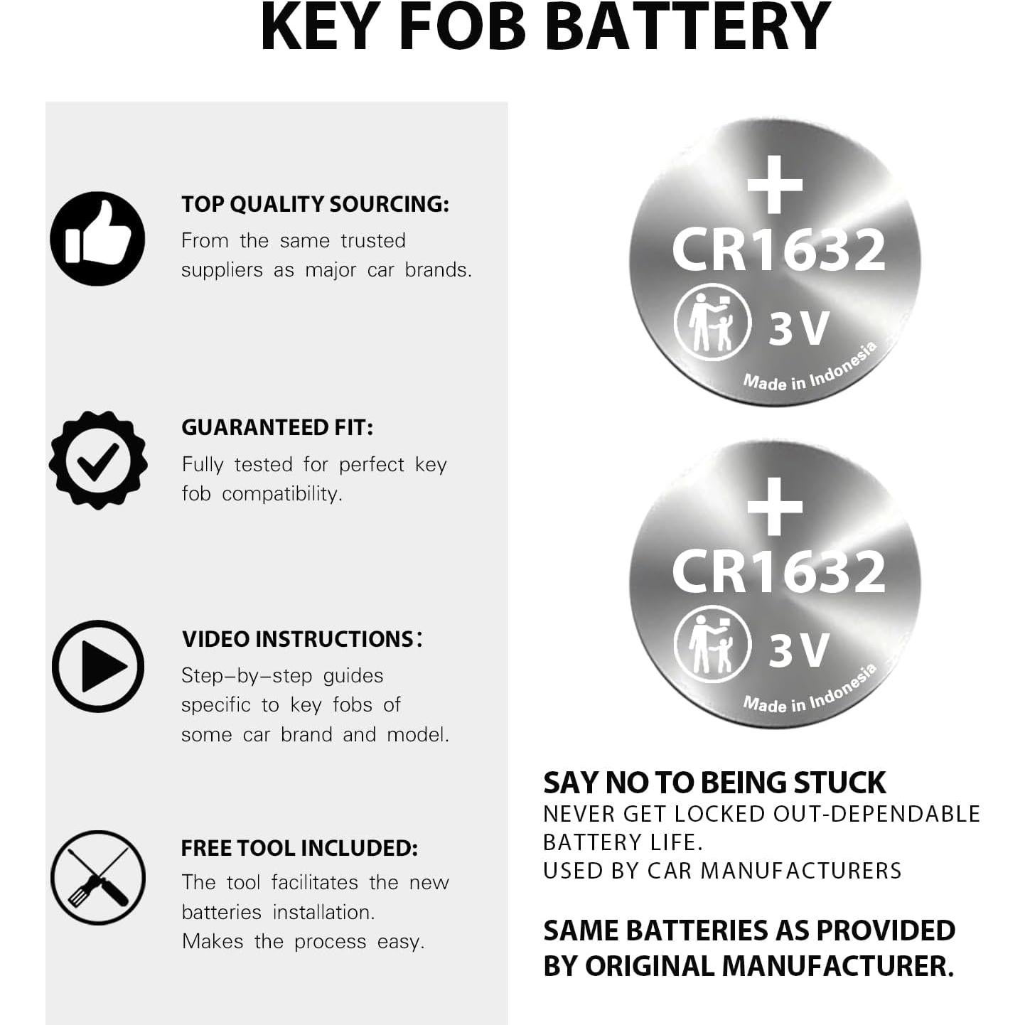 Baterías CR1632 para llaves Lexus - 2 unidades - BBXSA