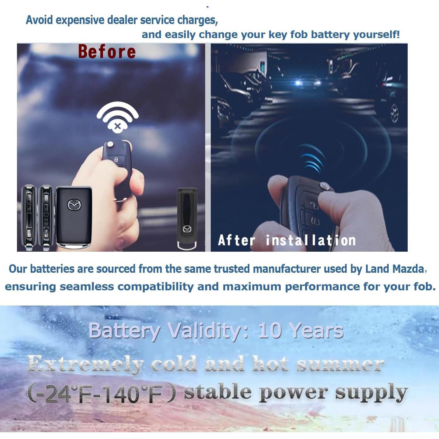 Reemplazo Batería Llave Mazda 2019-2024 CR2032 2 Piezas