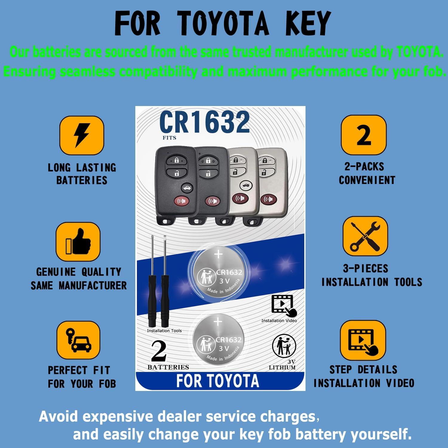 Baterías CR1632 para Llave Control Remoto Toyota - 2 Piezas