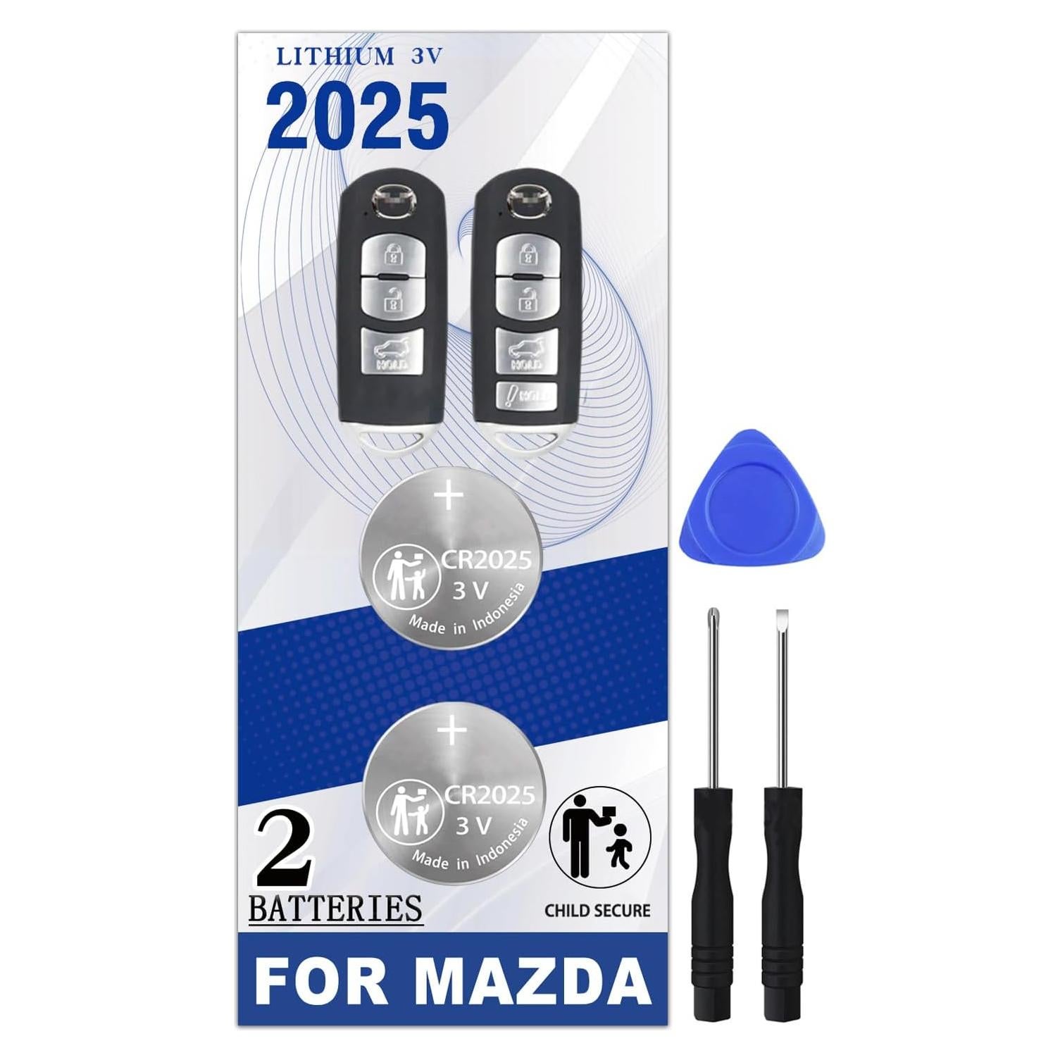 Baterías CR2025 para Llave Remota Mazda y Toyota - Paquete de 2