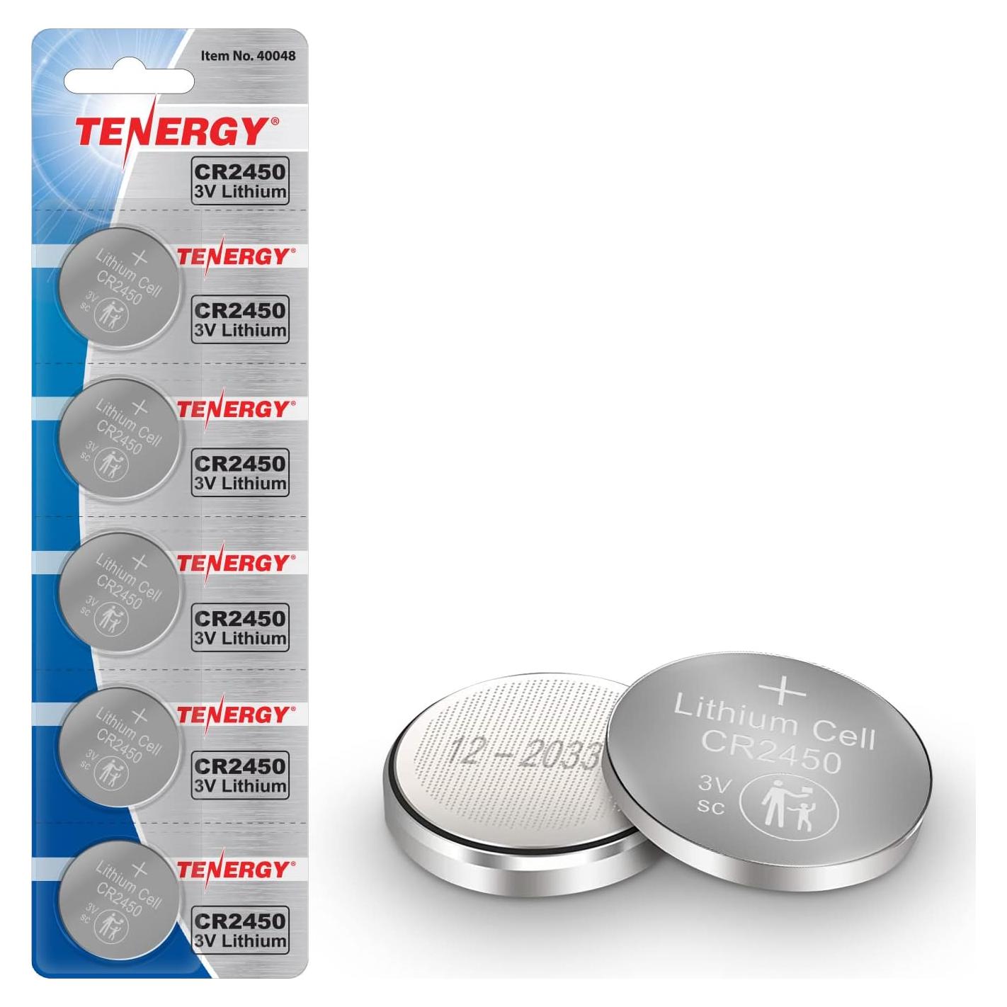 Batería Tenergy CR2450 de Litio 3V - Paquete de 5 Unidades