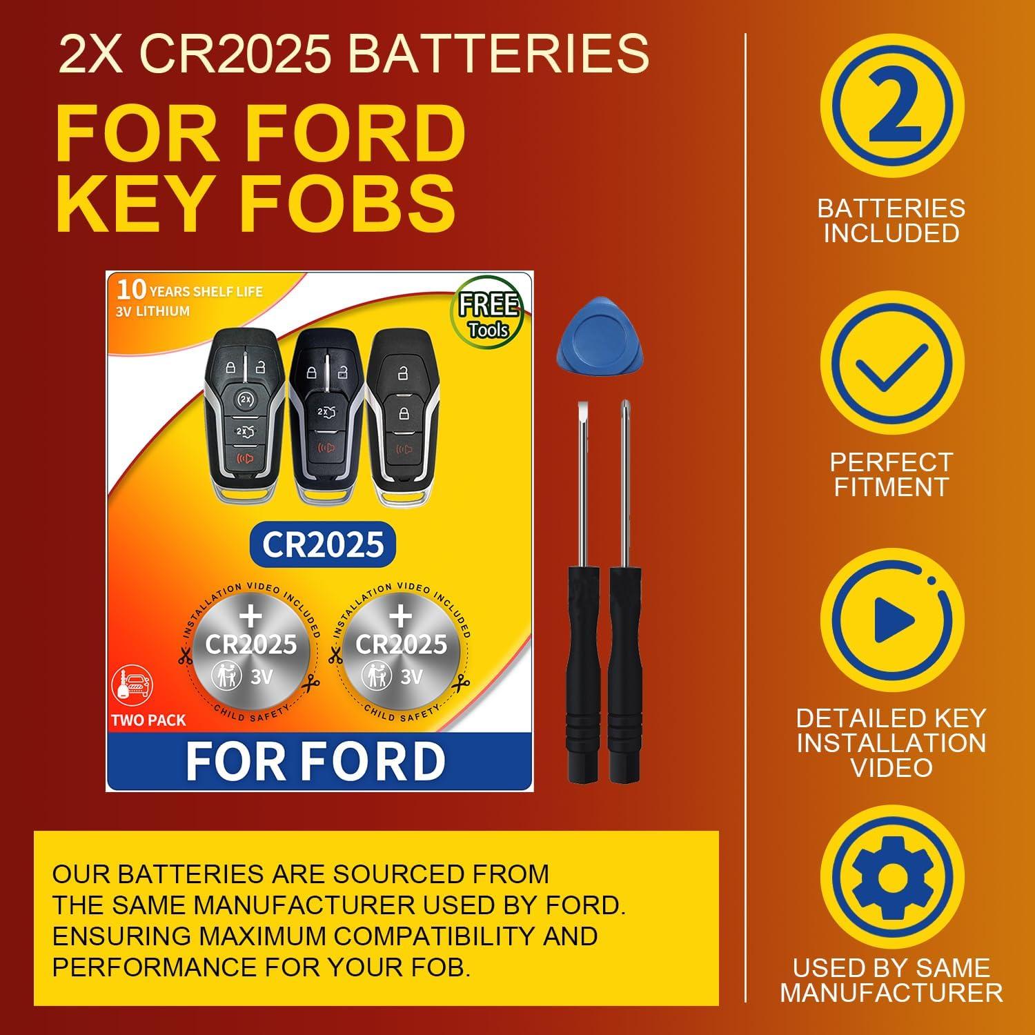 Baterías CR2025 para Llave Remota Ford Lincoln - 2 Piezas