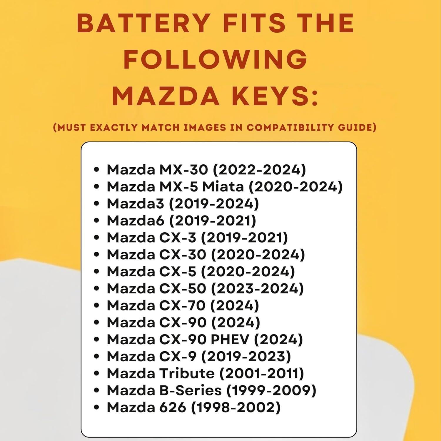 Paquete de 2 Baterías CR2032 para Llave Mazda - 2019-2025