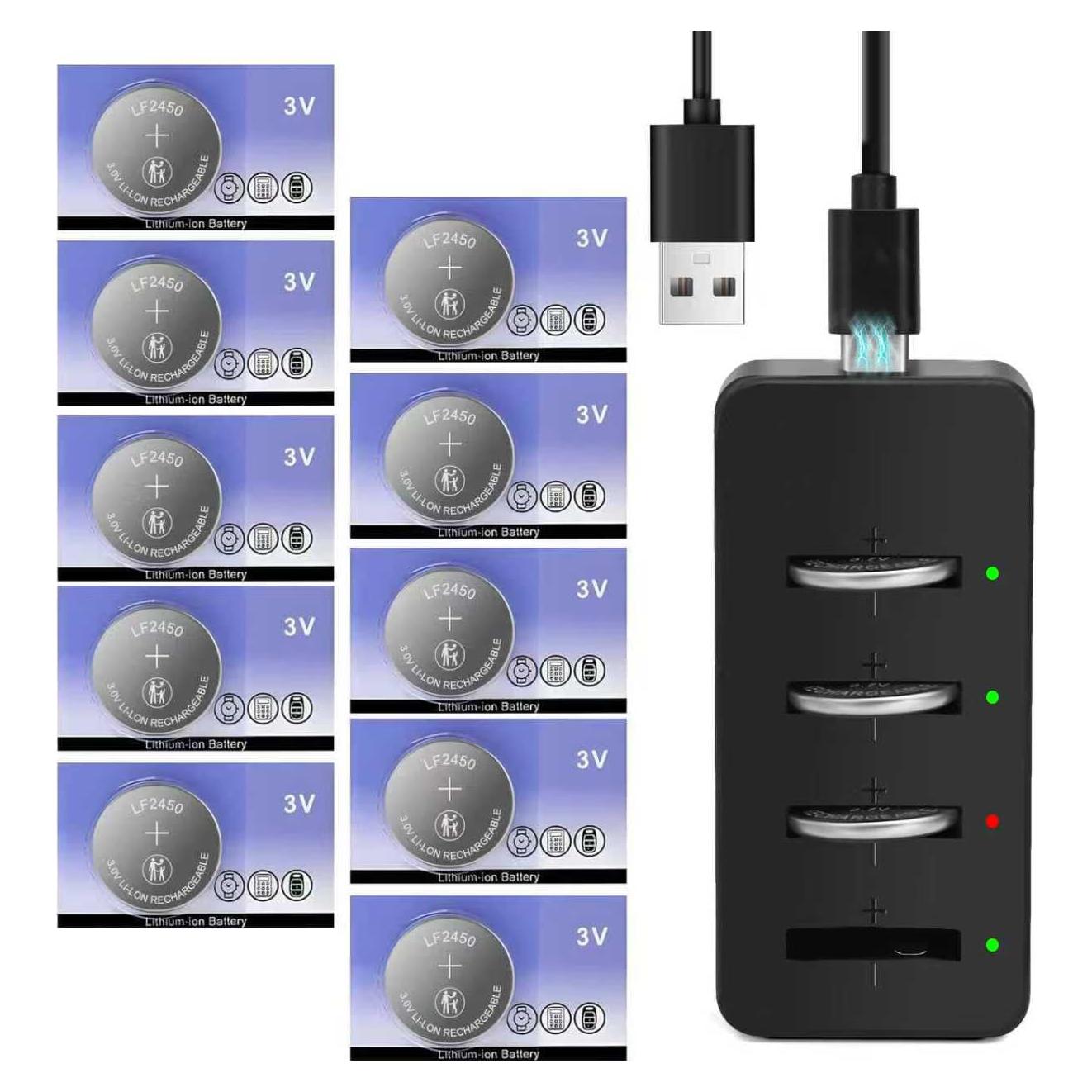 Baterías Recargables de Litio CR2450 LeKai - Paquete de 10