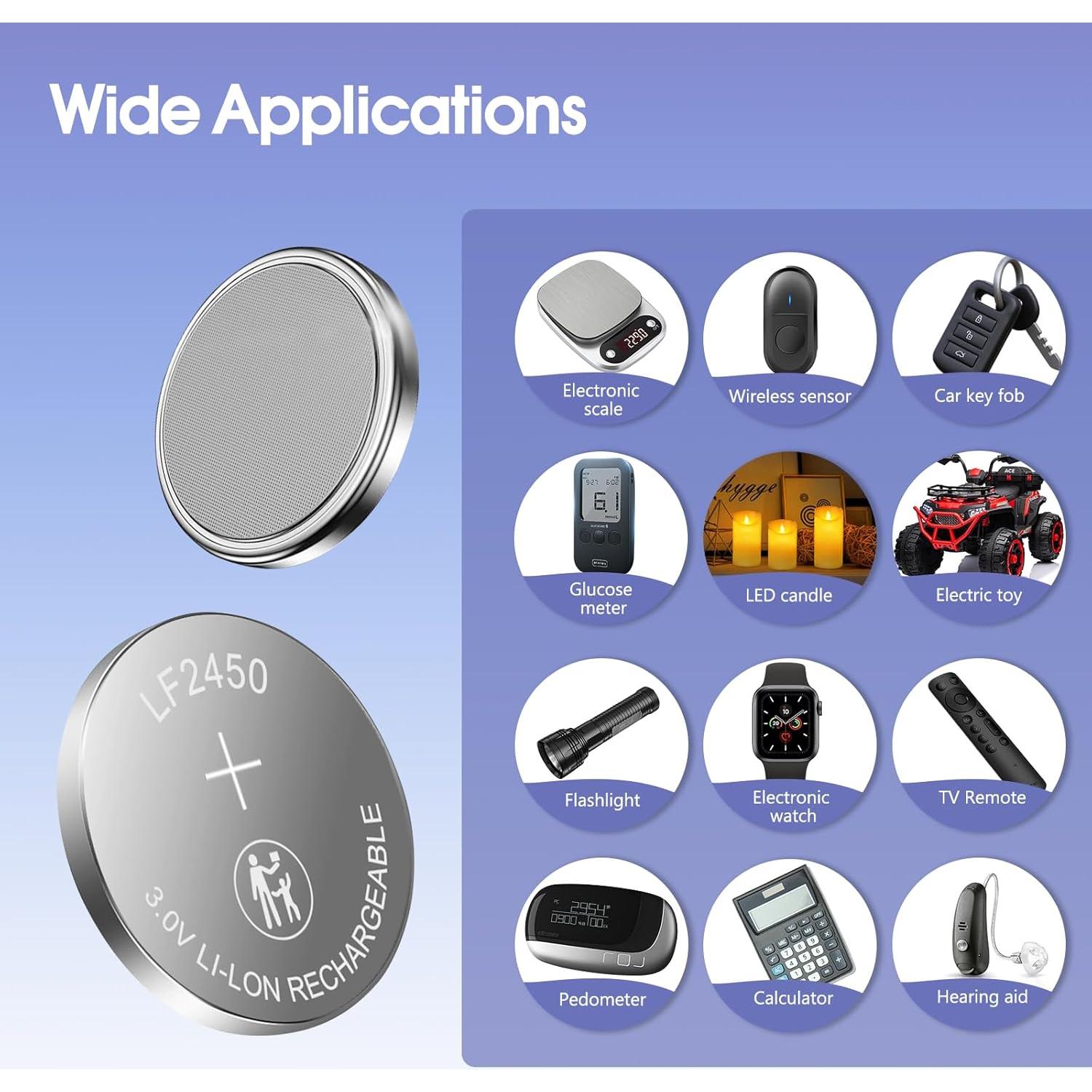 Baterías Recargables de Litio CR2450 LeKai - Paquete de 10