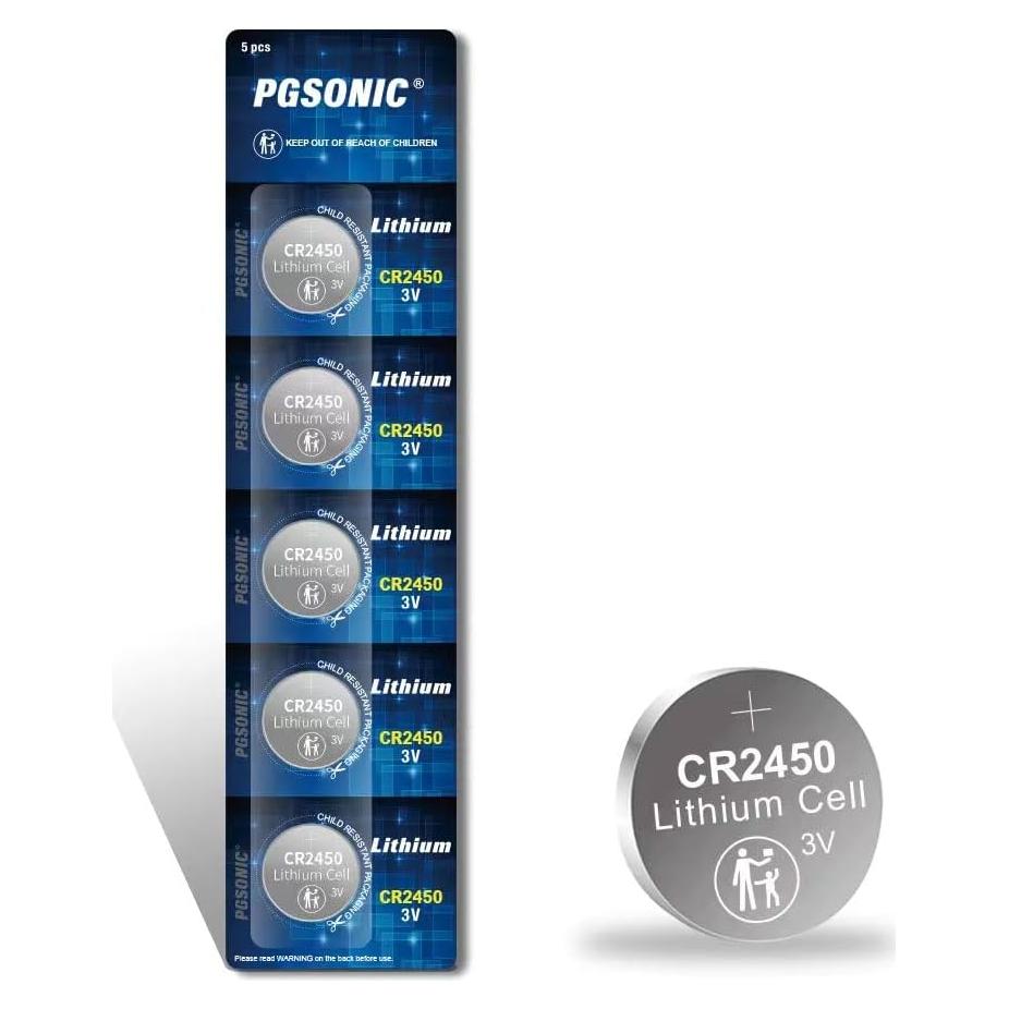 Baterías de Litio CR2450 3V PGSONIC - Paquete de 5 Unidades