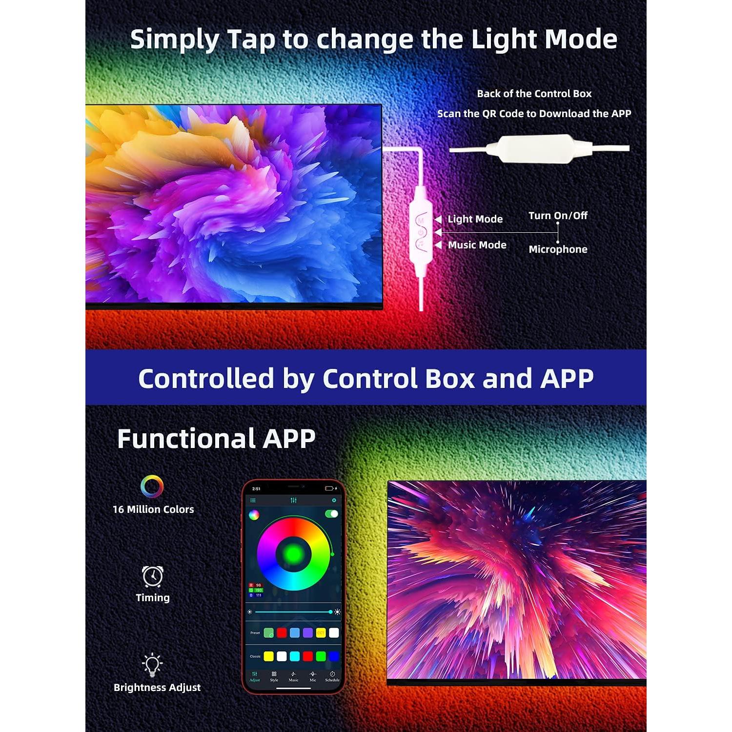 Luces LED Daymeet 3m RGBICW para TV 32-45" Control APP