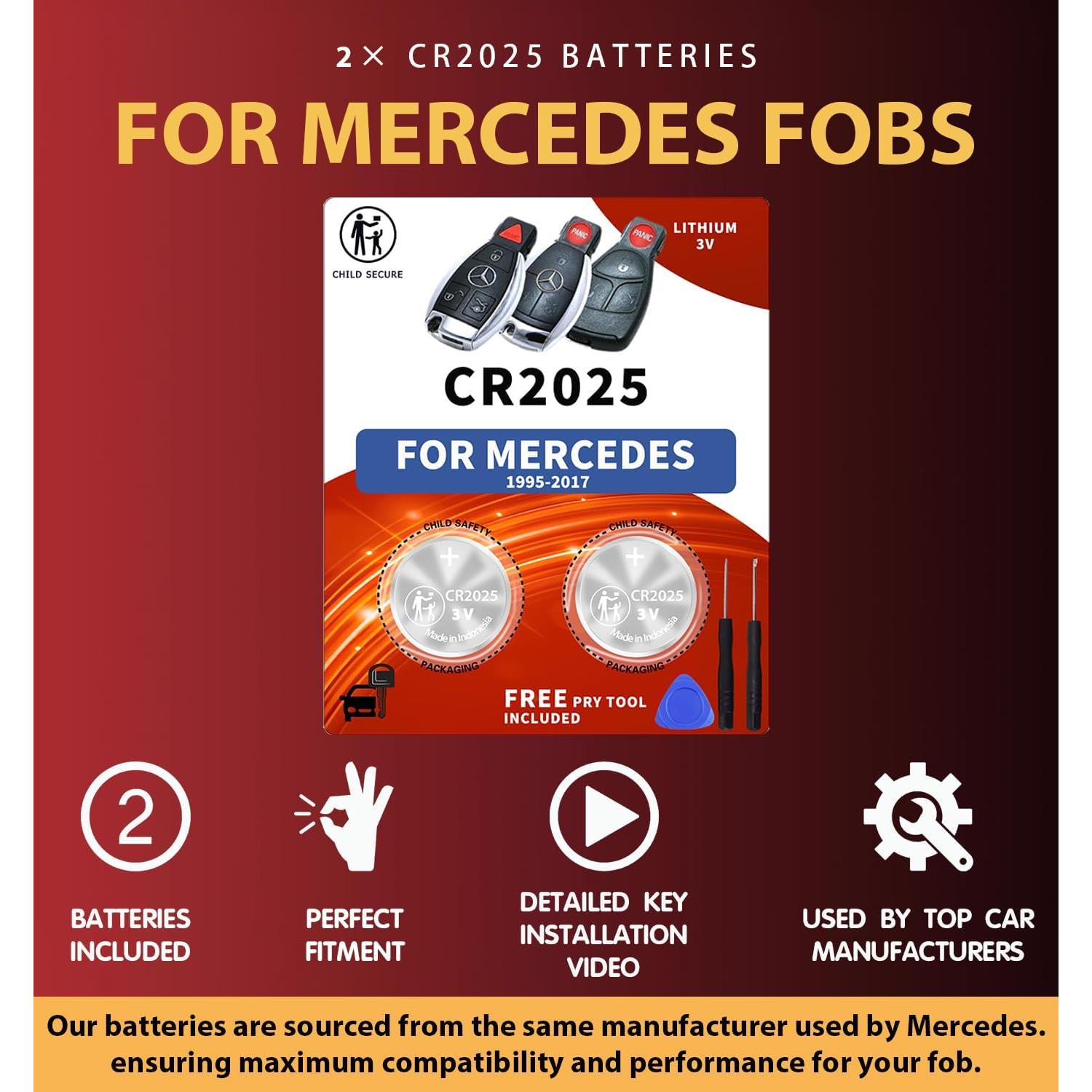 Batería CR2025 para Llave Mercedes-Benz - 2 Piezas