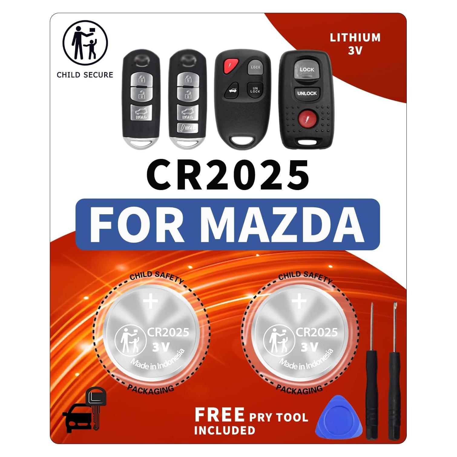 Batería de Llave Remota CR2025 para Mazda 2004-2020 - 2 Pzs