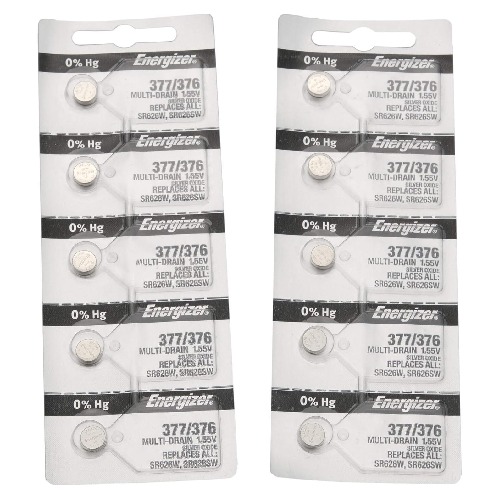 Baterías de Óxido de Plata Energizer 377/376 - Paquete de 10