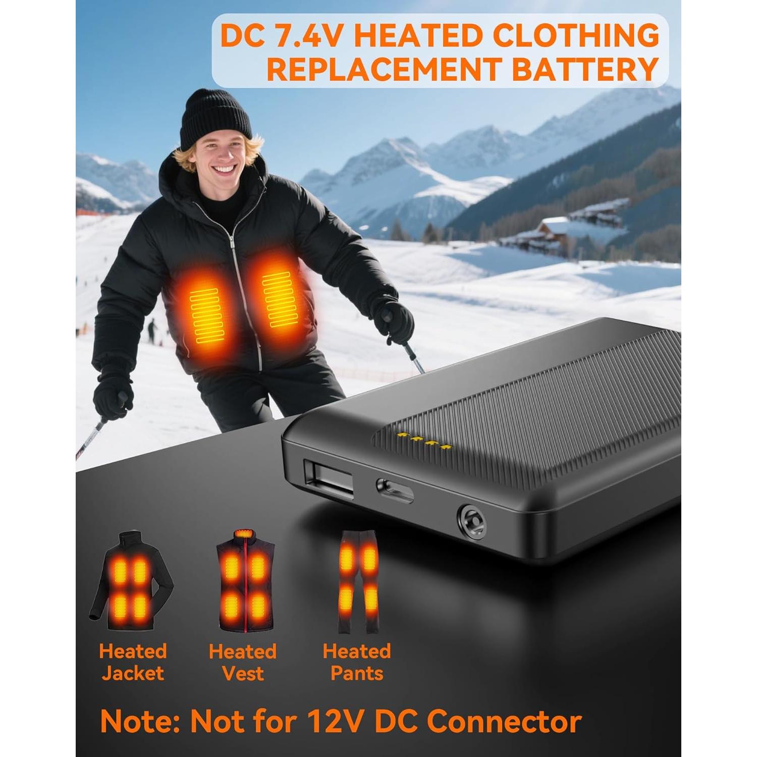 Batería Térmica 10000mAh 7.4V DC para Chalecos ORORO y Venustas