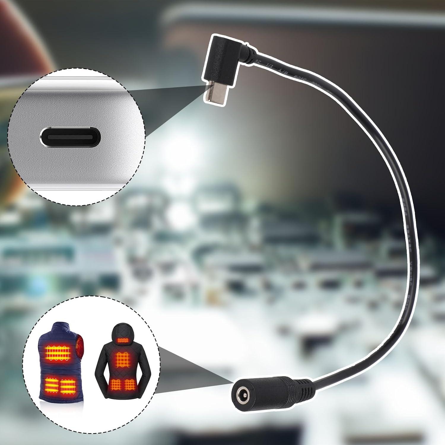 Adaptador Type-C a DC ORORO 2 Piezas para Chaquetas Calefaccionadas
