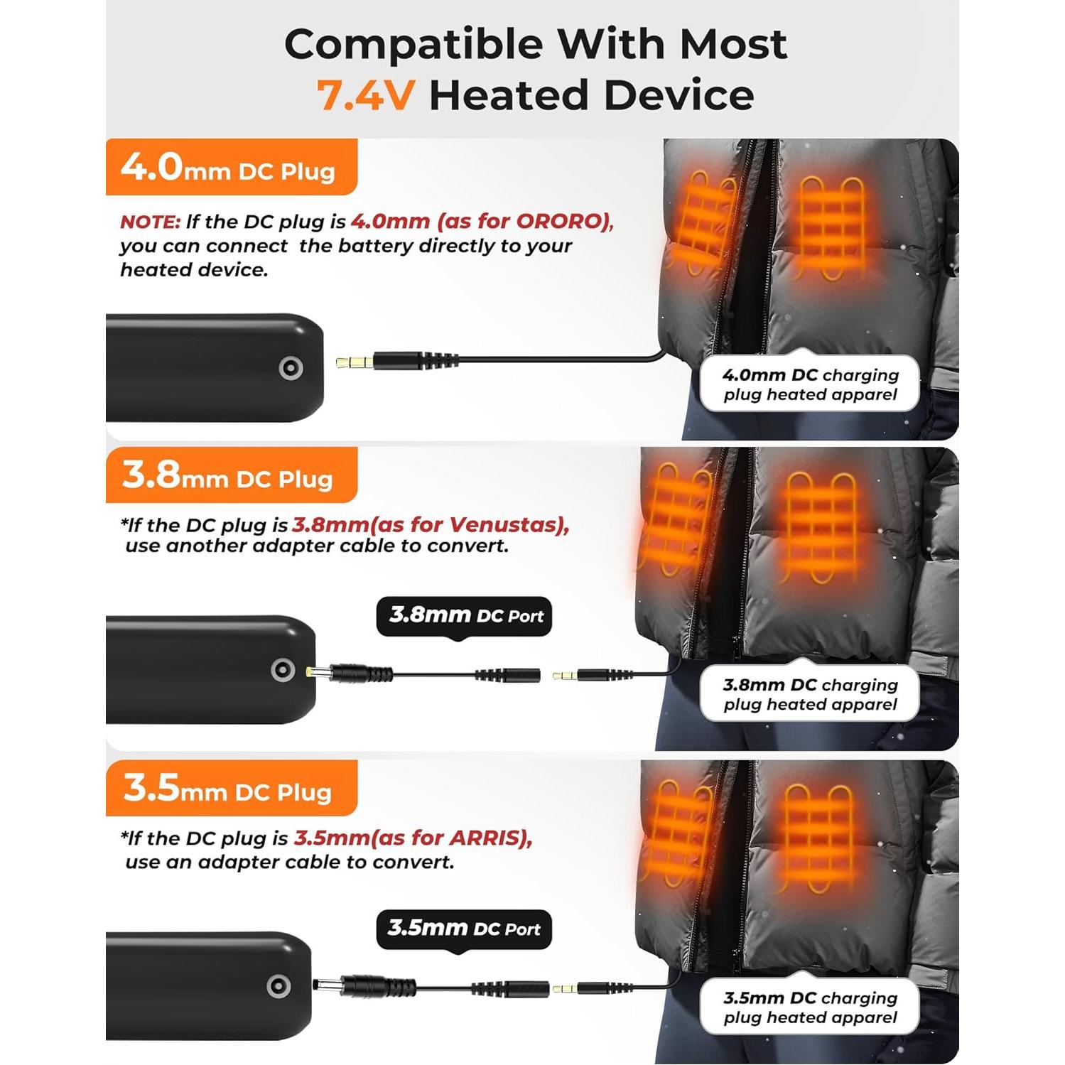 Batería 18400mAh para Chaleco Calentado ORORO y Venustas