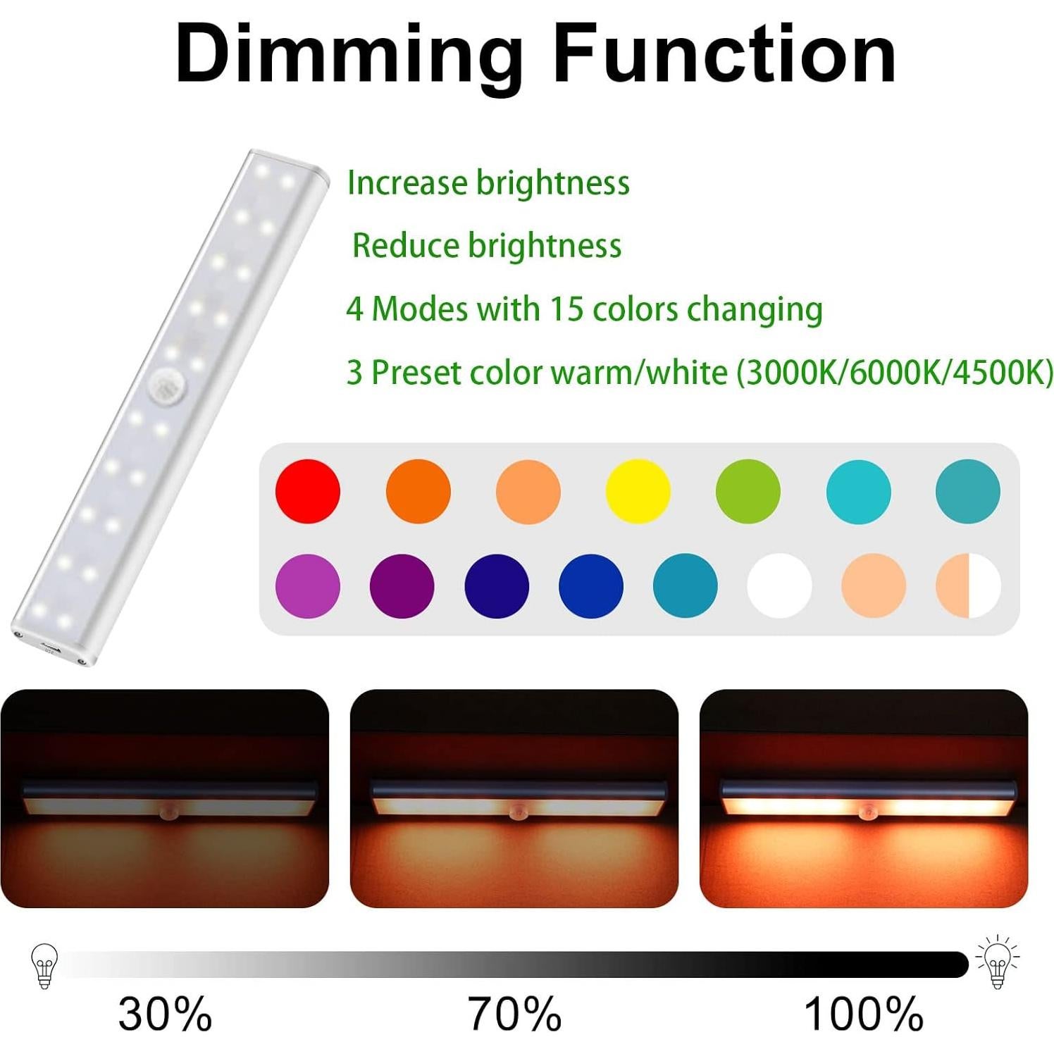 Diomart 4 Luces LED Inalámbricas RGB Control Remoto