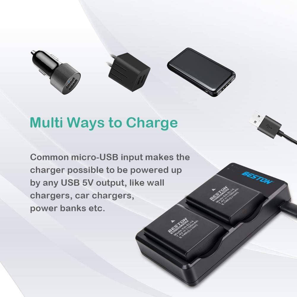 Paquete 2 Baterías BESTON EN-EL14/EN-EL14a + Cargador USB Rápido