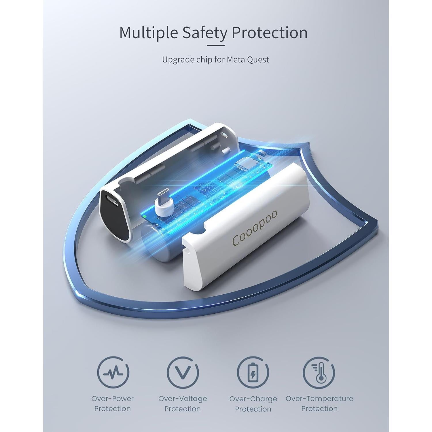Batería Externa Cooopoo para Meta Quest 3 - Carga Rápida 5000mAh