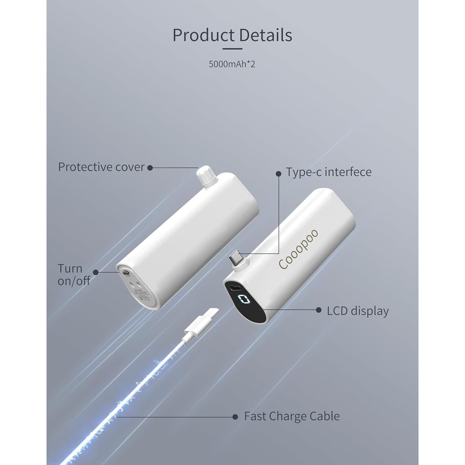 Batería Externa Cooopoo para Meta Quest 3 - Carga Rápida 5000mAh