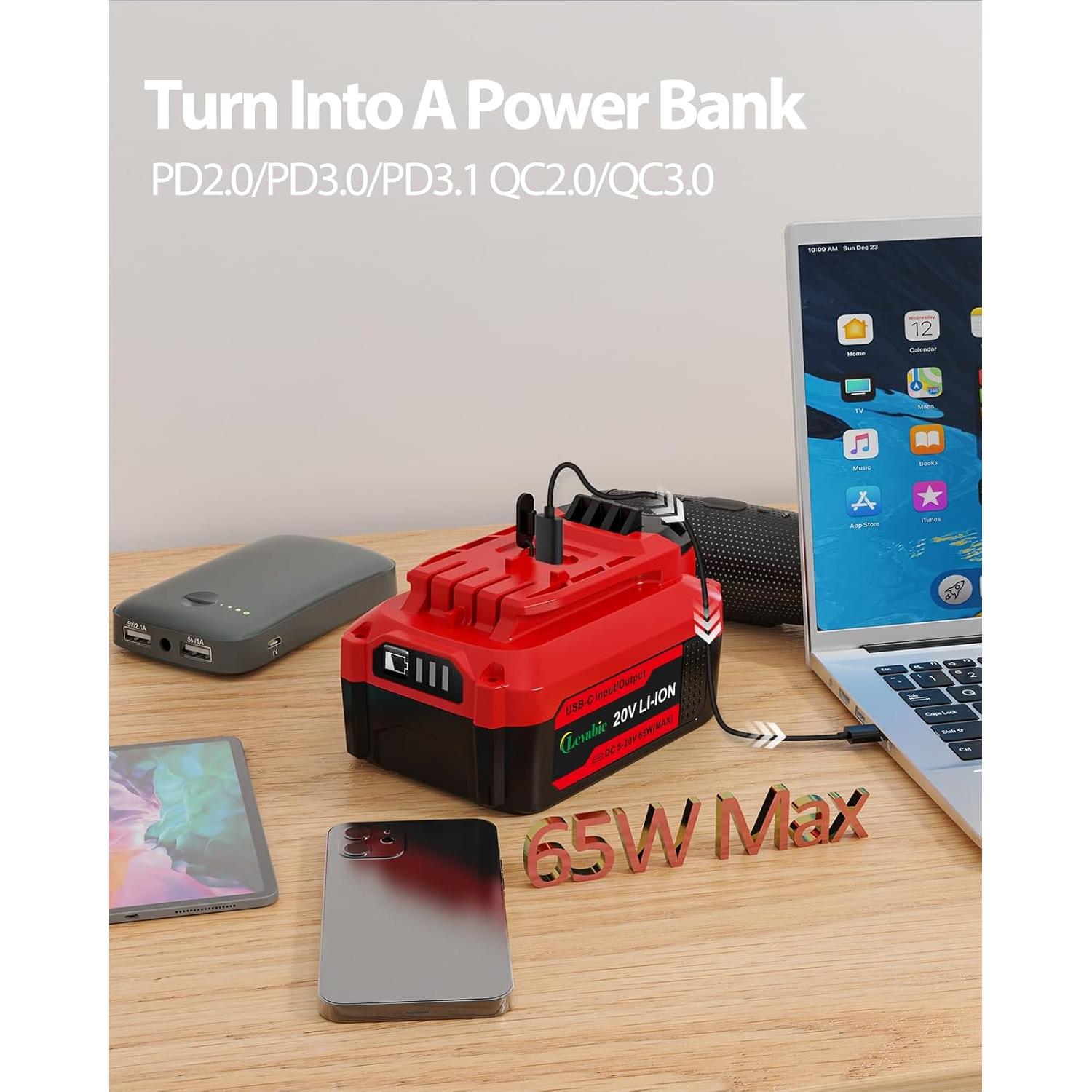 Batería Craftsman 20V Clevabie 4.0Ah USB-C 65W CMCB204