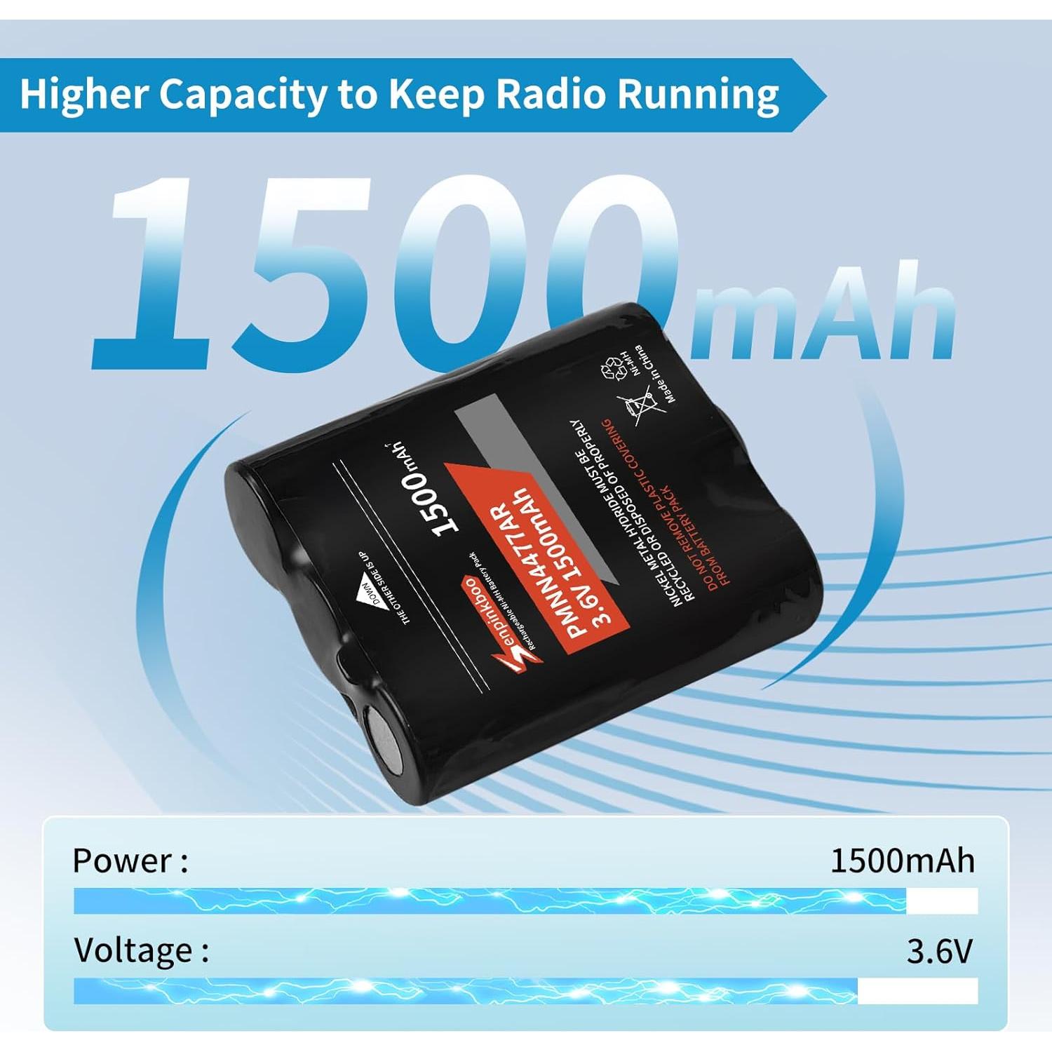 Paquete de 2 Baterías Recargables PMNN4477AR 1500mAh para Motorola