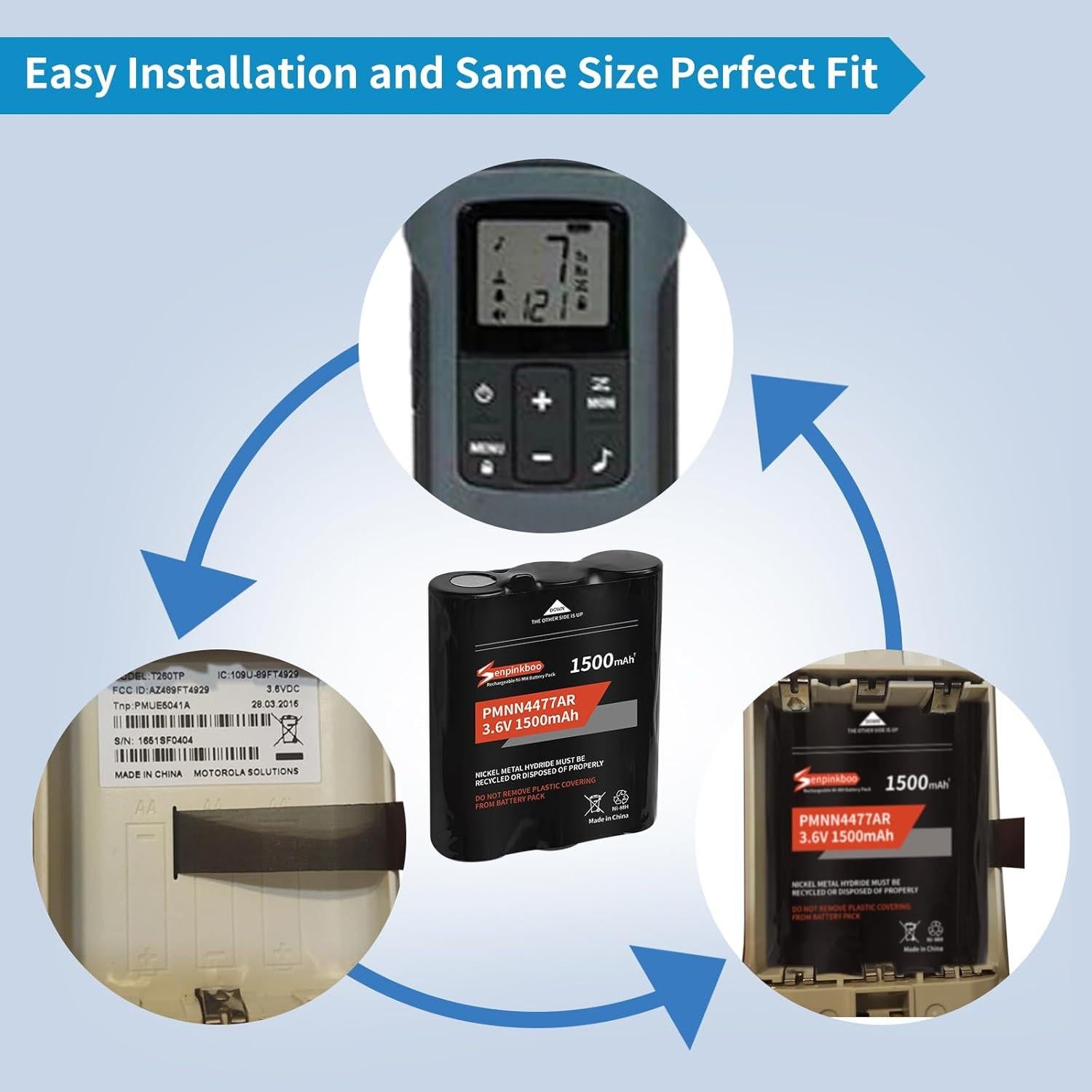 Paquete de 2 Baterías Recargables PMNN4477AR 1500mAh para Motorola