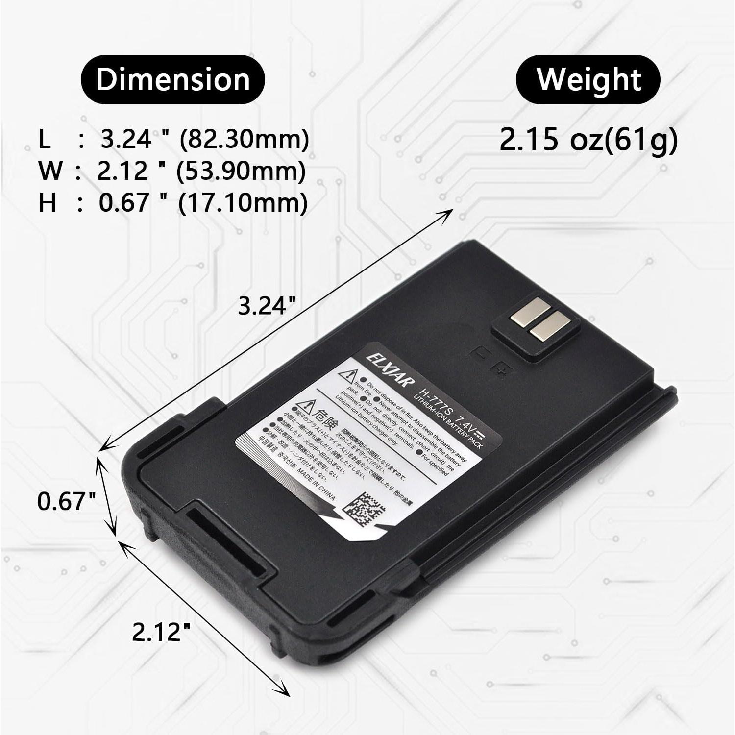 Batería de Reemplazo Li-ion 3.7V 1100mAh elxjar para Retevis H-777S