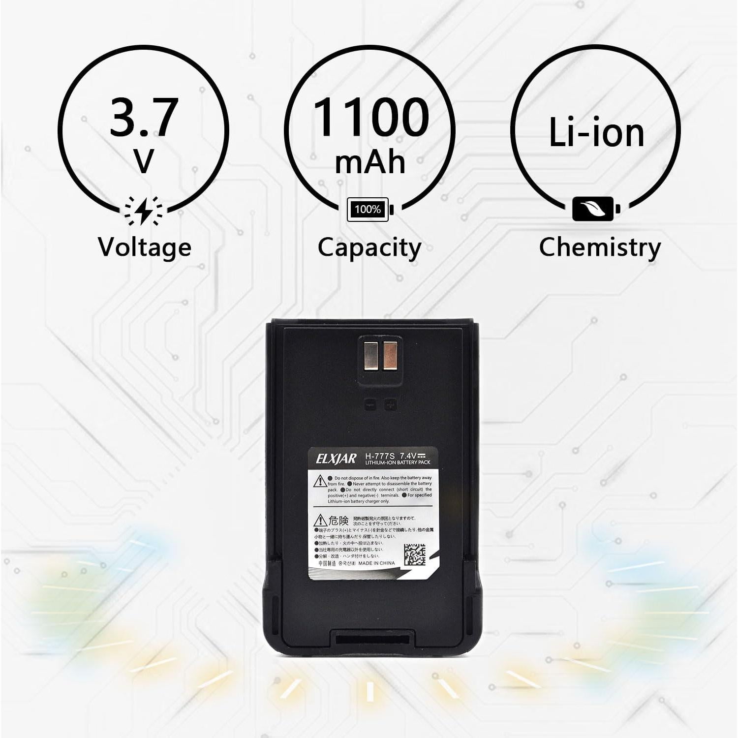 Batería de Reemplazo Li-ion 3.7V 1100mAh elxjar para Retevis H-777S