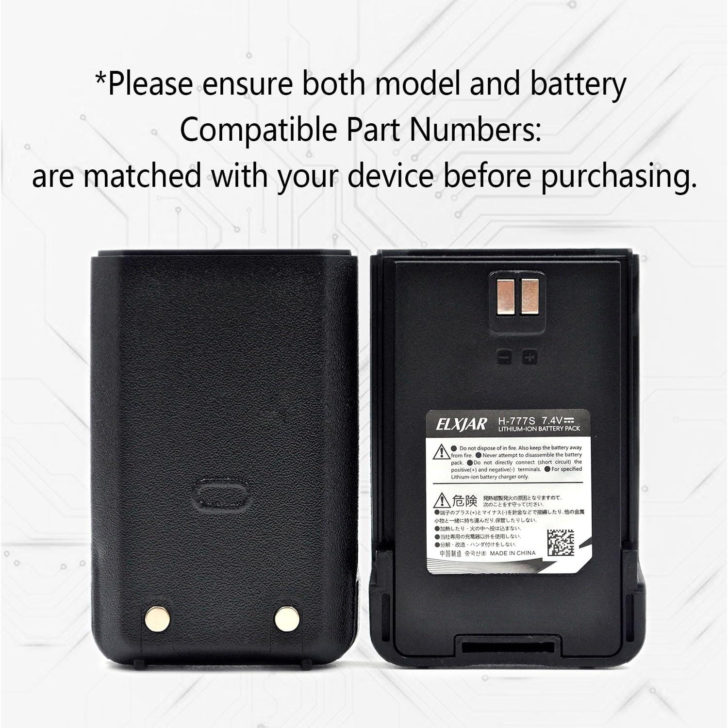 Batería de Reemplazo Li-ion 3.7V 1100mAh elxjar para Retevis H-777S
