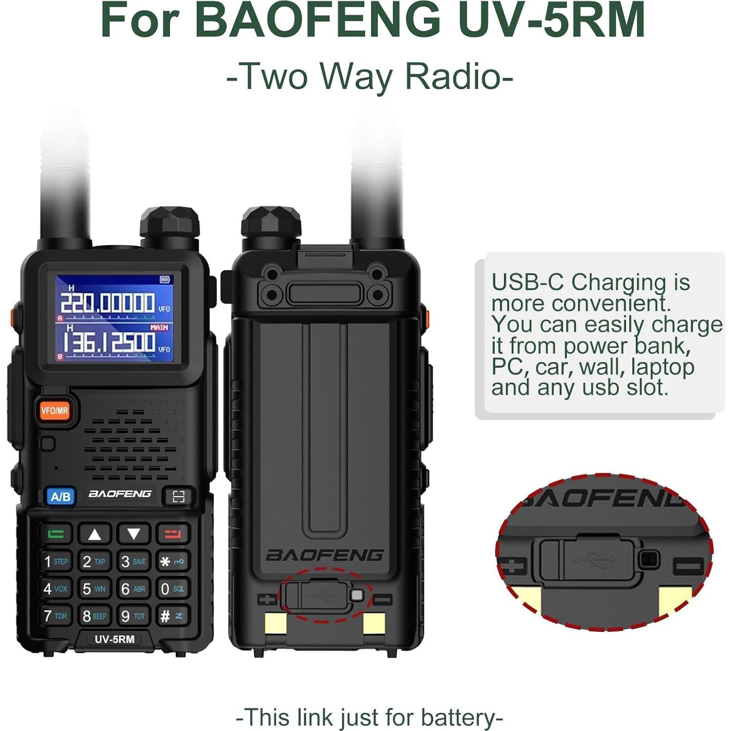 Batería BAOFENG BL-5RH 2500mAh USB-C para Radio UV-5RM