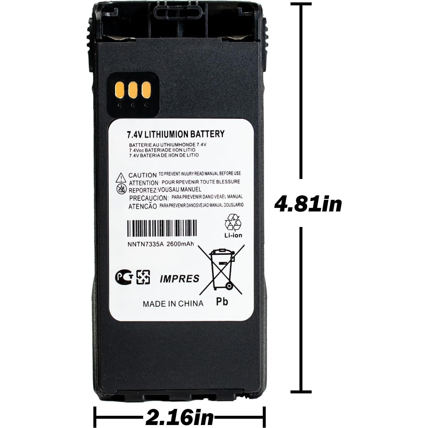 Batería de Reemplazo Li-ion 2600mAh 7.4V para Motorola