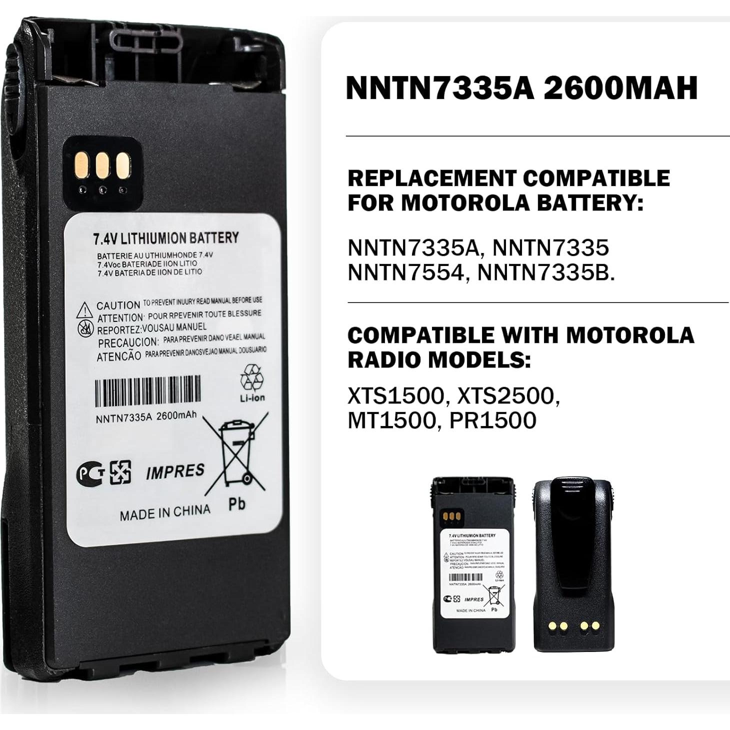 Batería de Reemplazo Li-ion 2600mAh 7.4V para Motorola