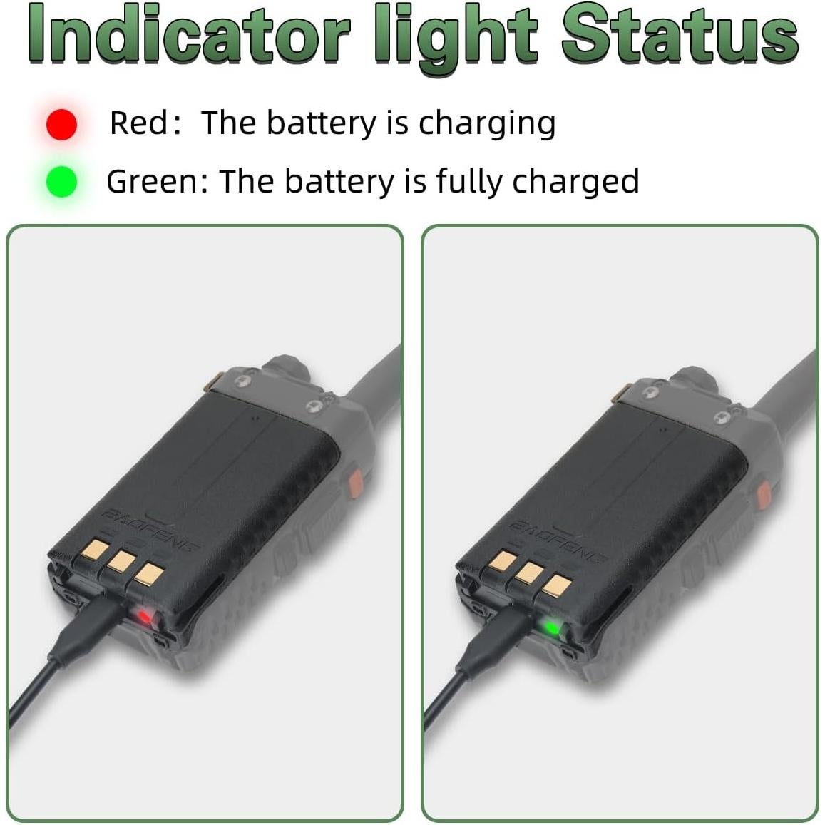 Batería Recargable BAOFENG UV-5R BL-5 1800mAh USB C (2 Pzs)