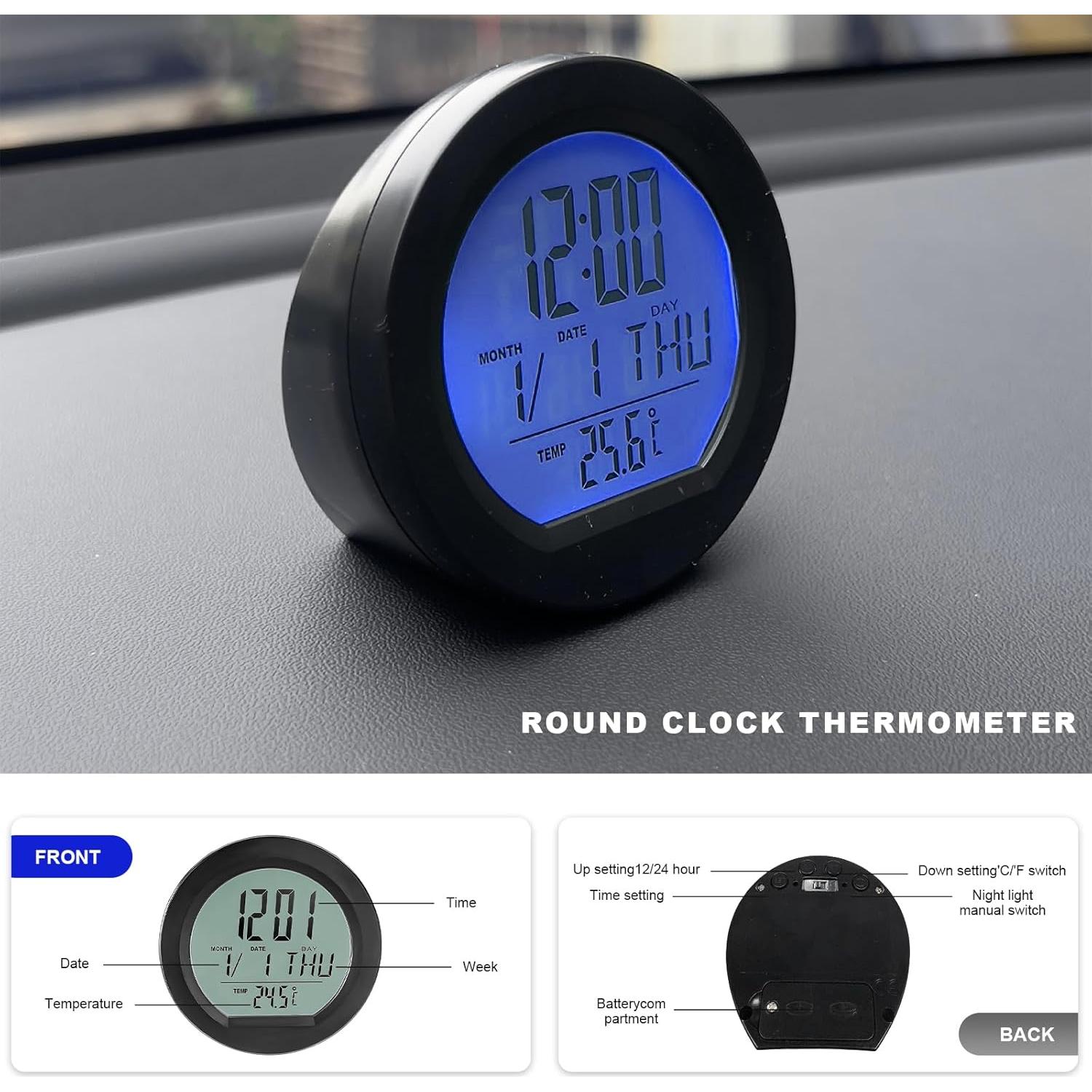 Reloj Digital Termómetro para Coche YTFRL con Retroiluminación