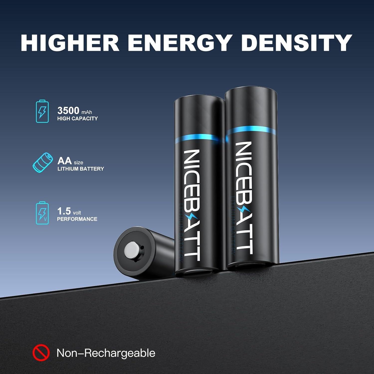 Baterías de Litio AA 3500mAh NICEBATT 12 Unidades