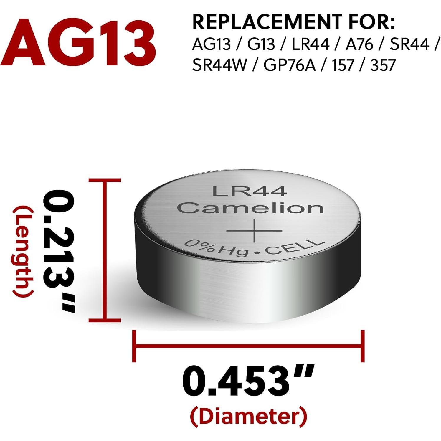 Baterías de Celda de Botón Camelion AG13 1.5V Paquete de 10