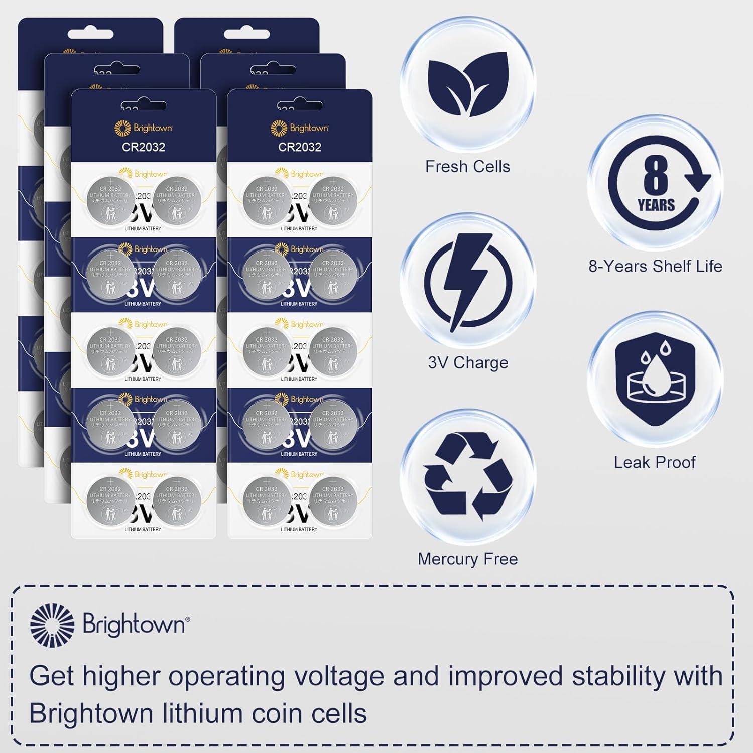 Baterías CR2032 Brightown 60 Unidades 3V Litio Botón