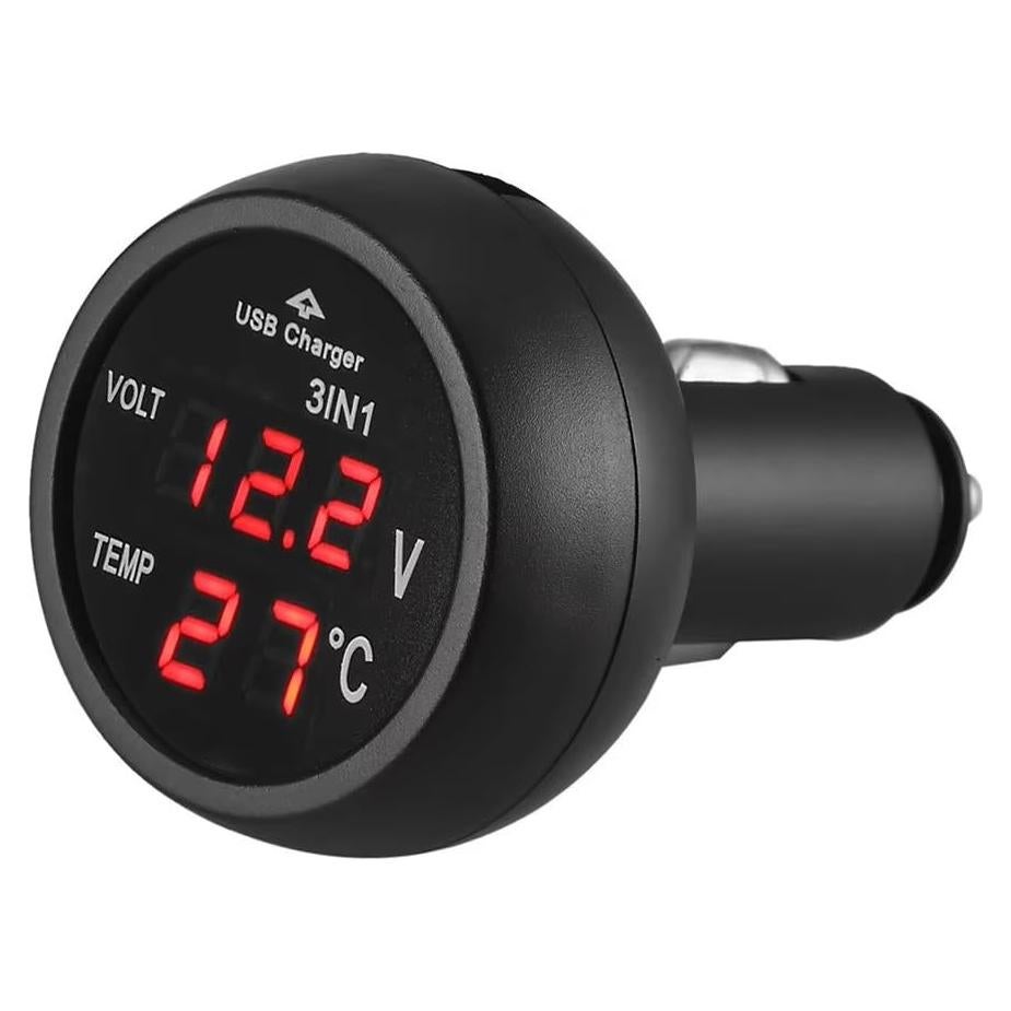 Medidor de Voltaje de Batería de Coche MiJunHD 3 en 1 USB