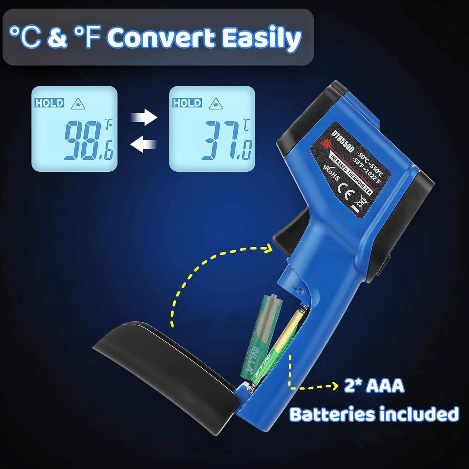 Pistola Termómetro Infrarrojo OnniFlame Azul -50°C a 550°C