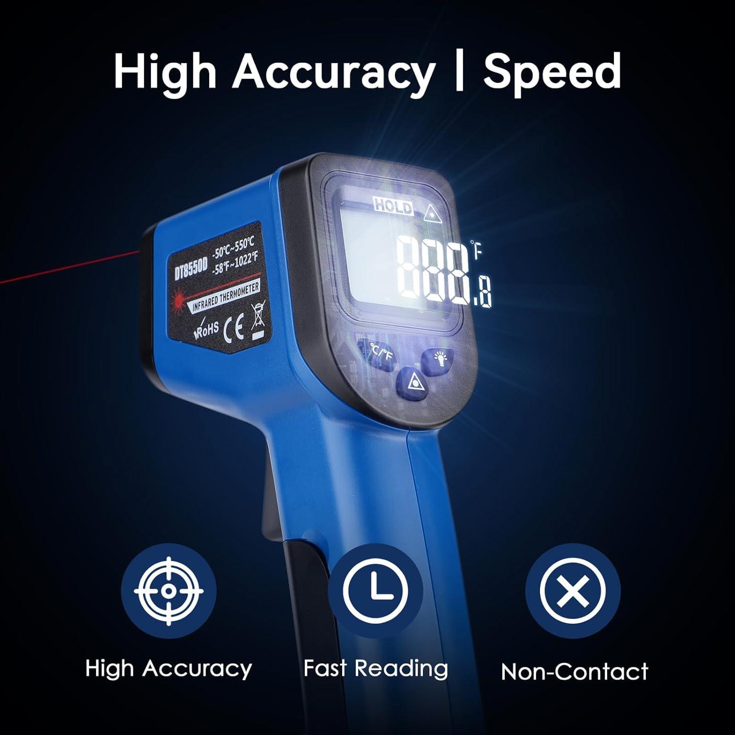 Pistola Termómetro Infrarrojo OnniFlame Azul -50°C a 550°C