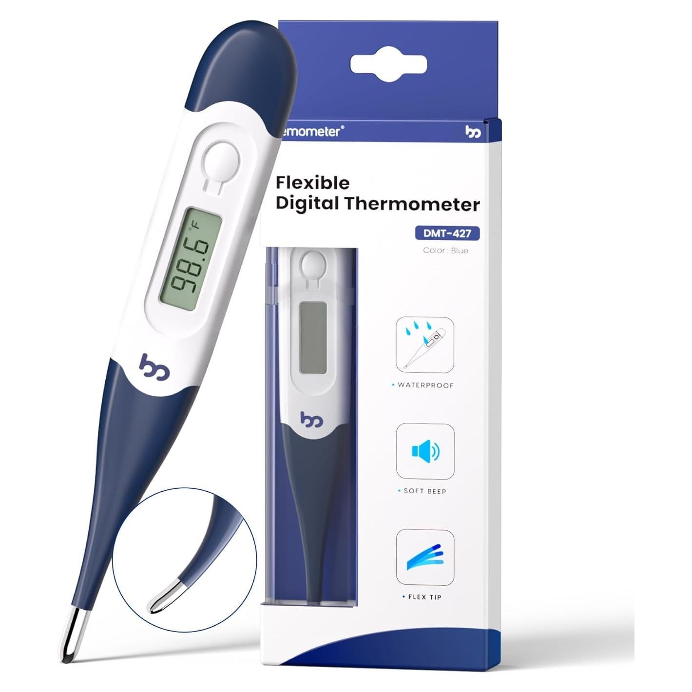 Termómetro Digital JOYTECH Oral Axilar Rectal Flexible Azul