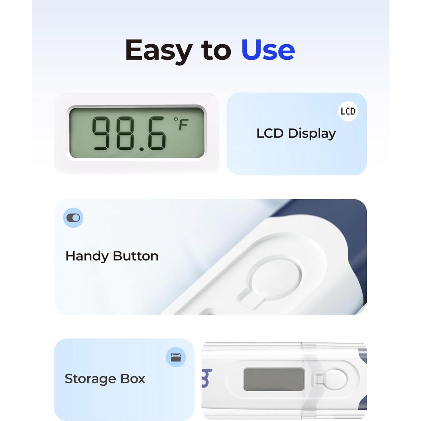 Termómetro Digital JOYTECH Oral Axilar Rectal Flexible Azul