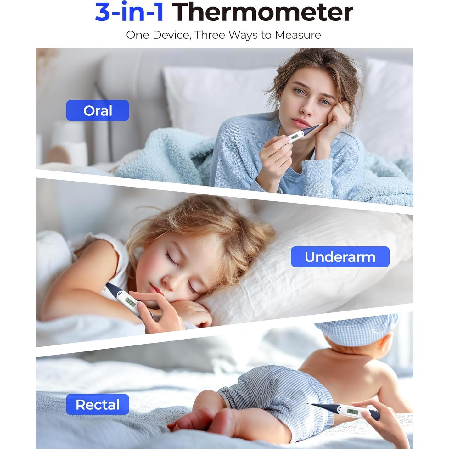 Termómetro Digital JOYTECH Oral Axilar Rectal Flexible Azul